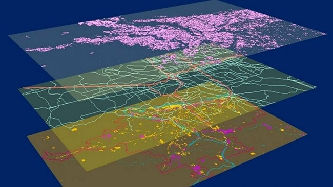 GIS tạo ra nhiều lớp ảnh, giúp quản lý khu vực dễ dàng hơn.