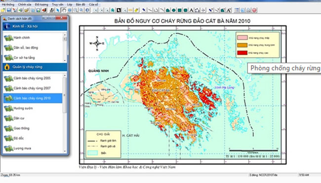 Ứng dụng GIS giúp phát hiện nguy cơ các đám cháy rừng nhanh chóng.