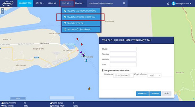 Hướng dẫn tra cứu lịch sử hành trình tàu trên phần mềm quản lý tàu