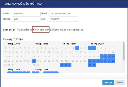 Hướng dẫn tra cứu lịch sử hành trình tàu trên phần mềm quản lý tàu