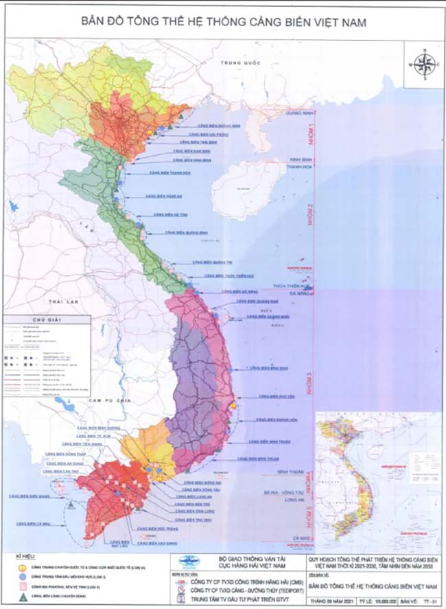 Bản đồ cảng biển và tiêu chí phân loại cảng biển Việt Nam