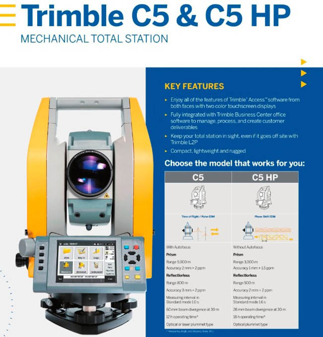 Máy toàn đạc Trimble C5 và Trimble C5 HP có gì khác nhau?