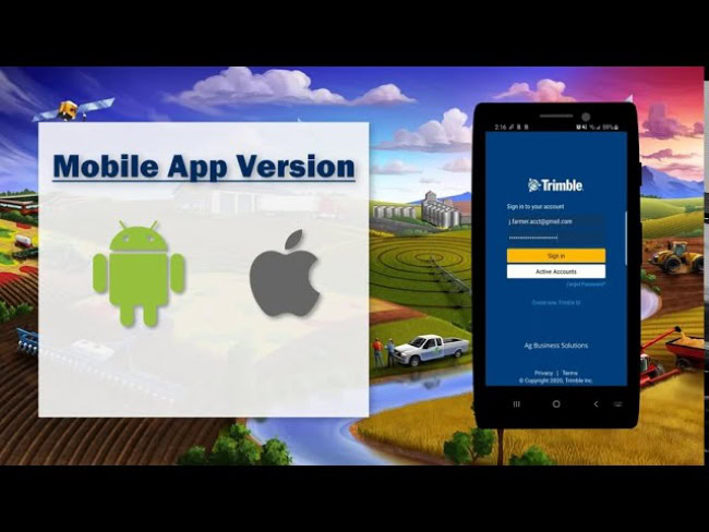 Phần mềm của Trimble tương thích cho cả hệ điều hành IOS và Android. Phần mềm của Trimble tương thích cho cả hệ điều hành IOS và Android.