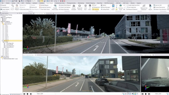 Dữ liệu đám mây điểm và ảnh toàn cảnh đồng bộ thu được từ hệ thống Mobile Mapping Trimble. Dữ liệu đám mây điểm và ảnh toàn cảnh đồng bộ thu được từ hệ thống Mobile Mapping Trimble.